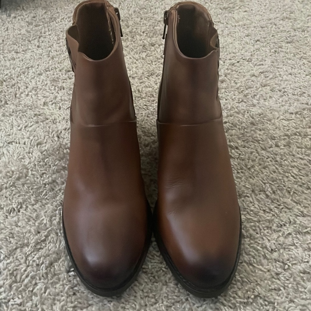 Earth Brown Leather Buckle Accent West Riverton Ankle Booties 8